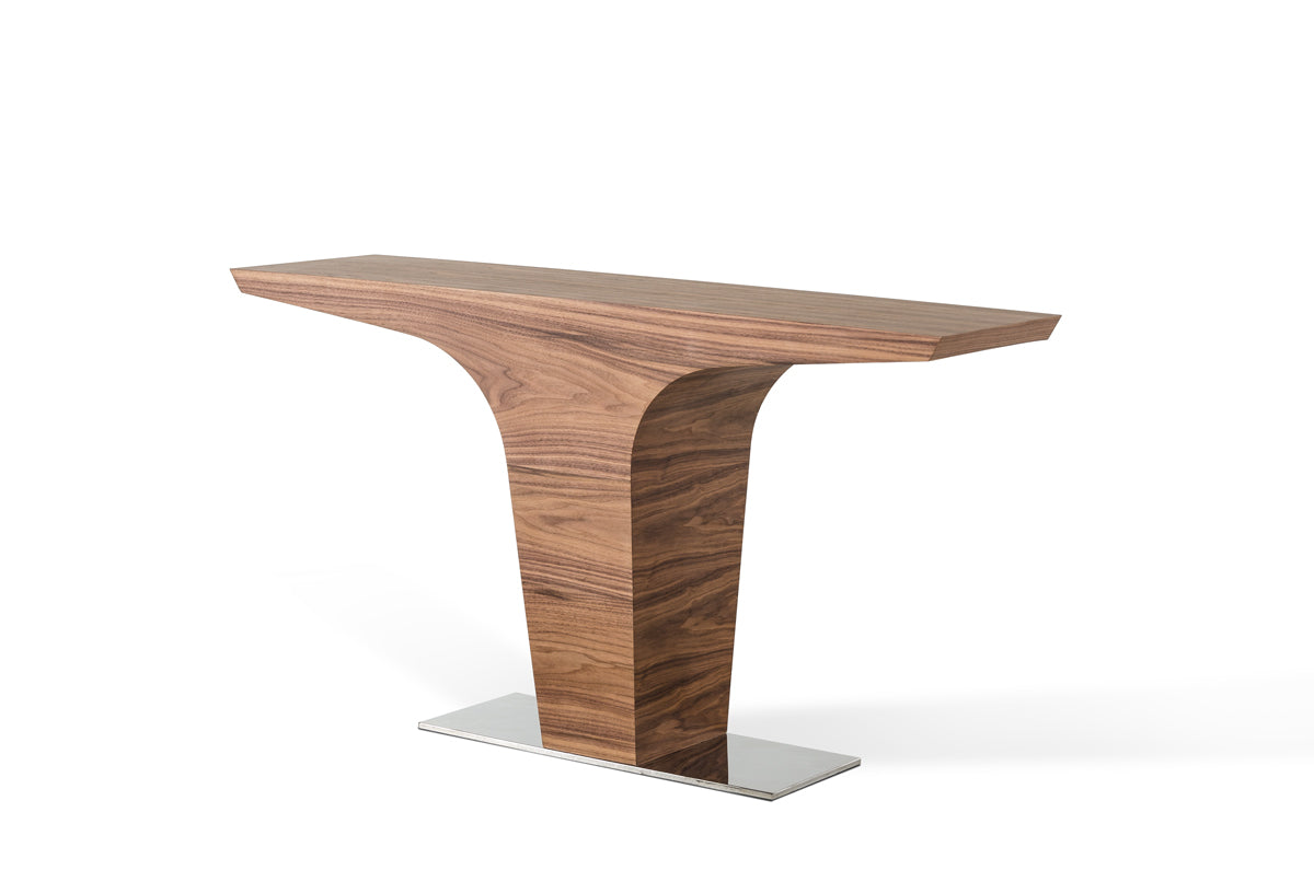 30' Walnut Veneer and Steel Console Table By Homeroots | Console Tables | Modishstore