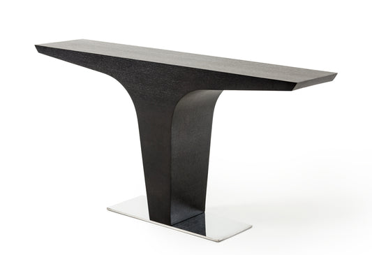 30' Wenge Veneer and Steel Console Table By Homeroots | Console Tables | Modishstore