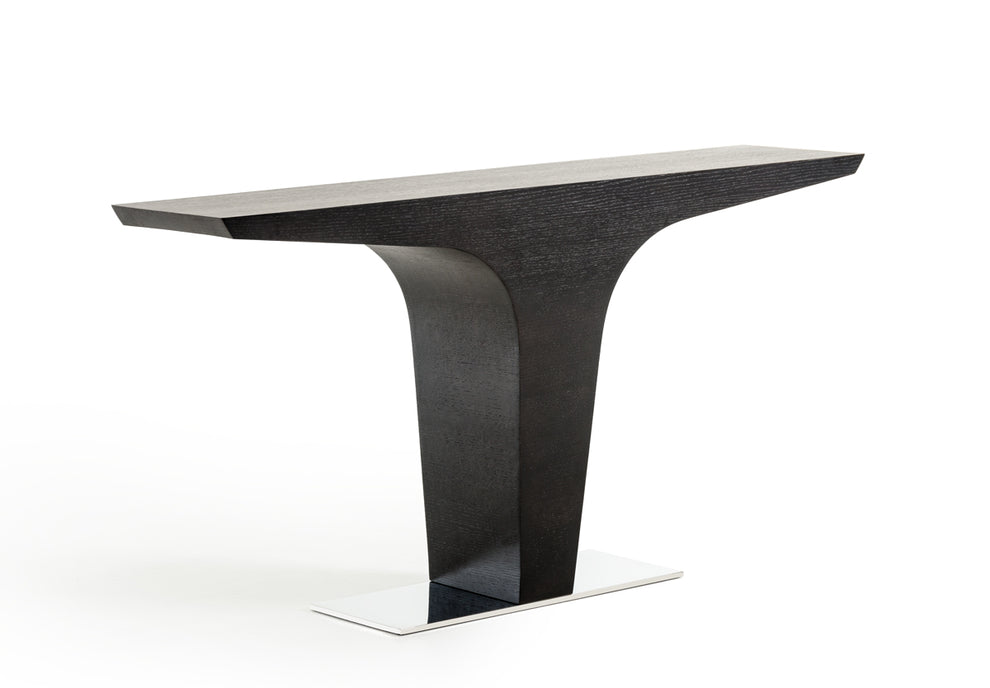 30' Wenge Veneer and Steel Console Table By Homeroots | Console Tables | Modishstore - 2