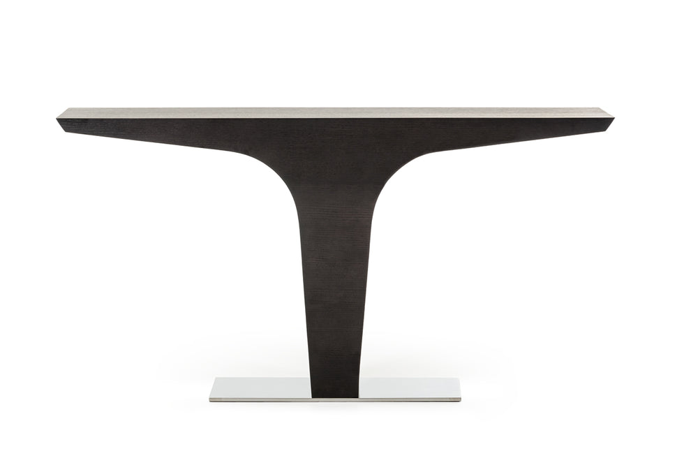 30' Wenge Veneer and Steel Console Table By Homeroots | Console Tables | Modishstore - 3