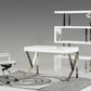 30 White Veneer and Steel Office Desk By Homeroots | Desks | Modishstore