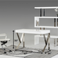 30 White Veneer and Steel Office Desk By Homeroots | Desks | Modishstore - 2