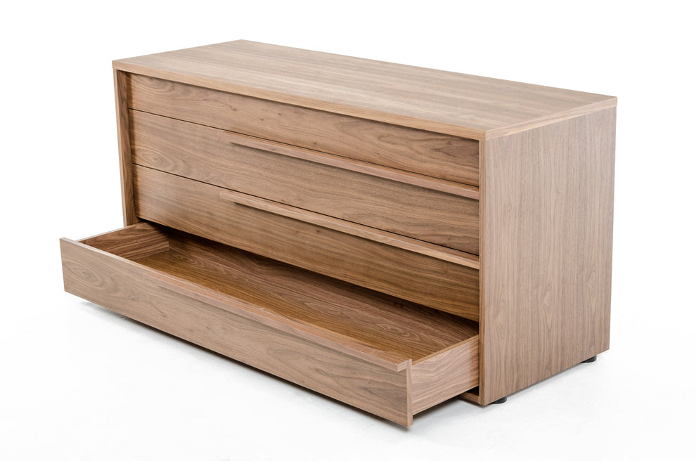 28 Walnut Veneer and MDF Dresser with 3 Drawers By Homeroots | Dressers | Modishstore - 3