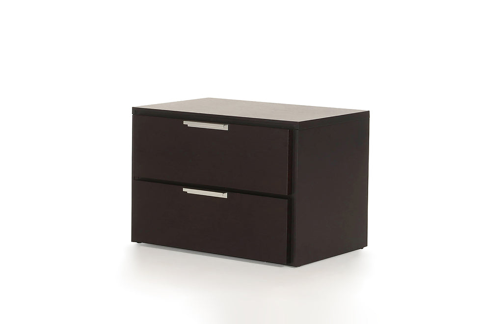 15' Wenge Veneer And Steel Nightstand By Homeroots | Nightstands | Modishstore - 2