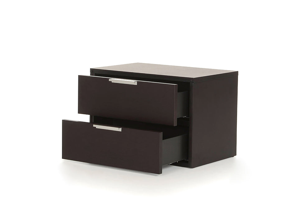 15' Wenge Veneer And Steel Nightstand By Homeroots | Nightstands | Modishstore - 3