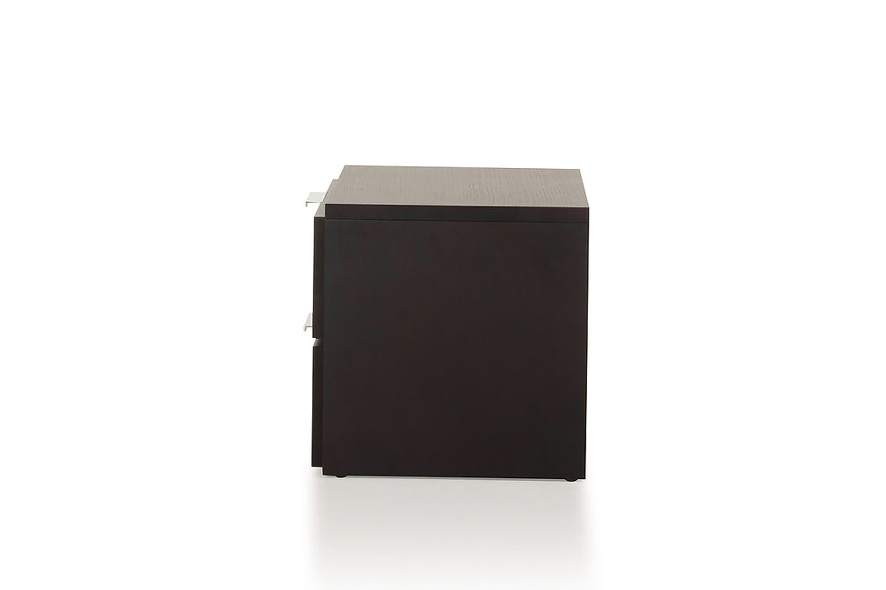 15' Wenge Veneer And Steel Nightstand By Homeroots | Nightstands | Modishstore - 4