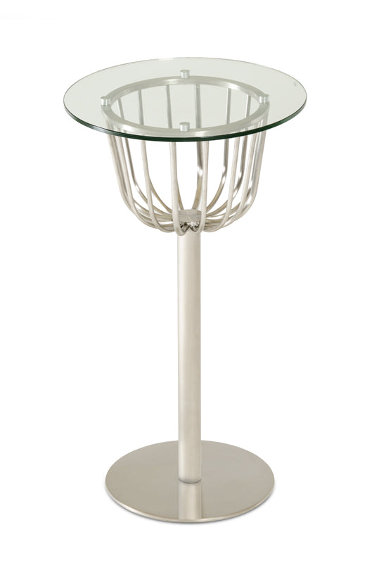 43" Glass and Steel Round Bar Table By Homeroots | Bar Tables | Modishstore - 2
