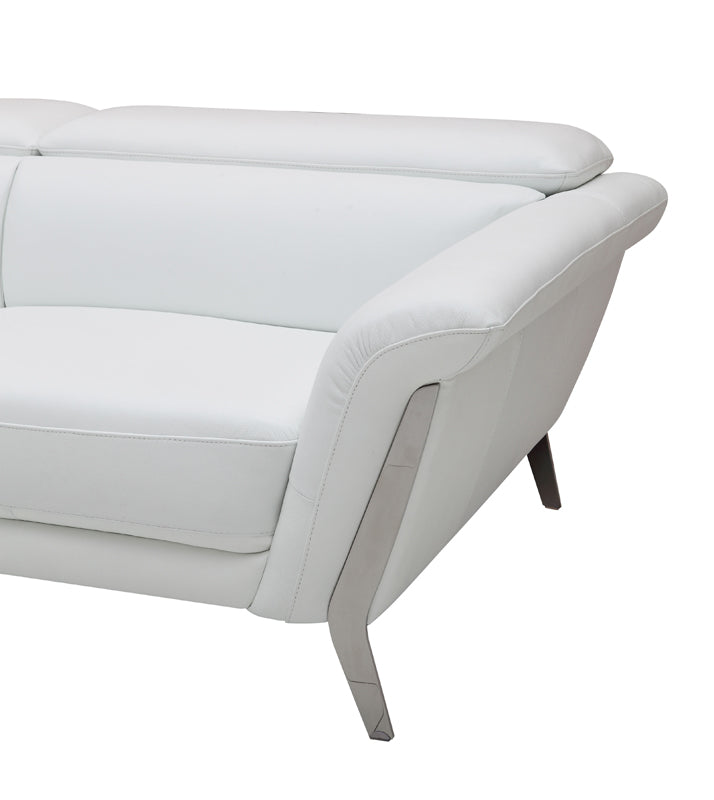 48' White Leather and Steel Sofa Set By Homeroots | Sofa Set | Modishstore - 5