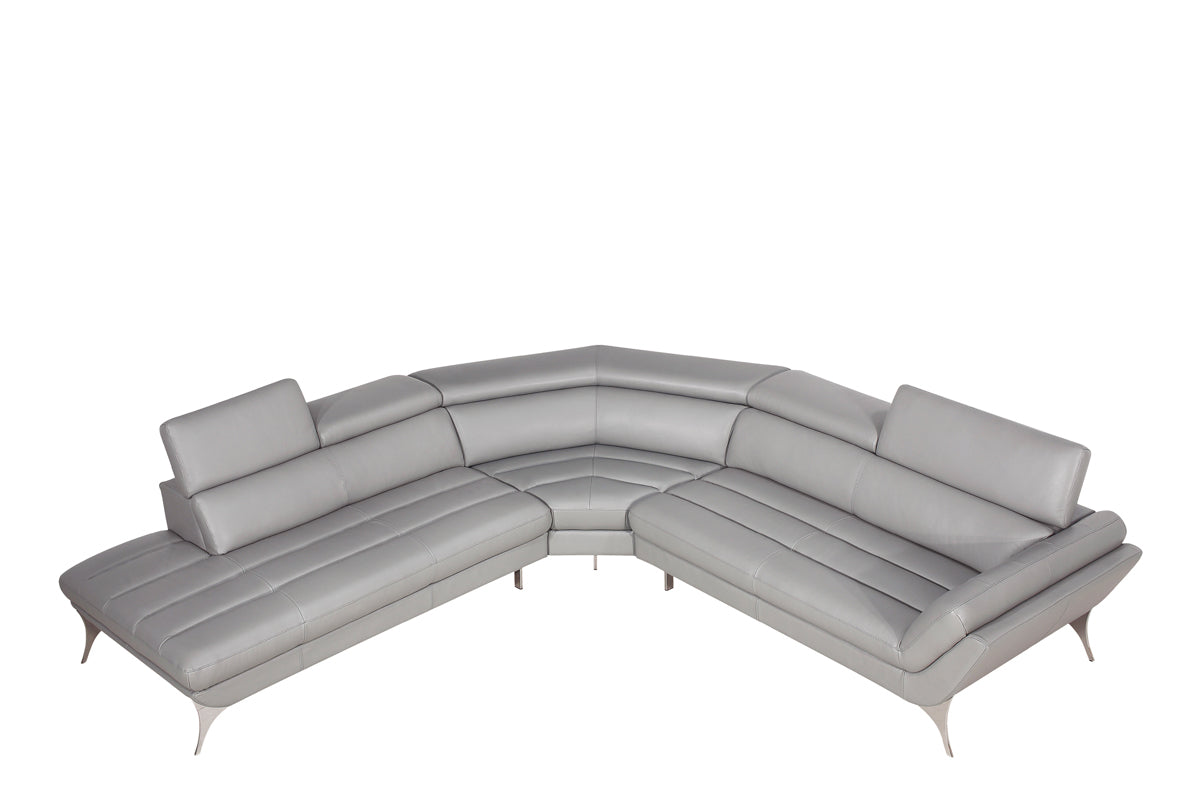 30' Grey Leather Foam and Steel Couch By Homeroots | Sofas | Modishstore - 2