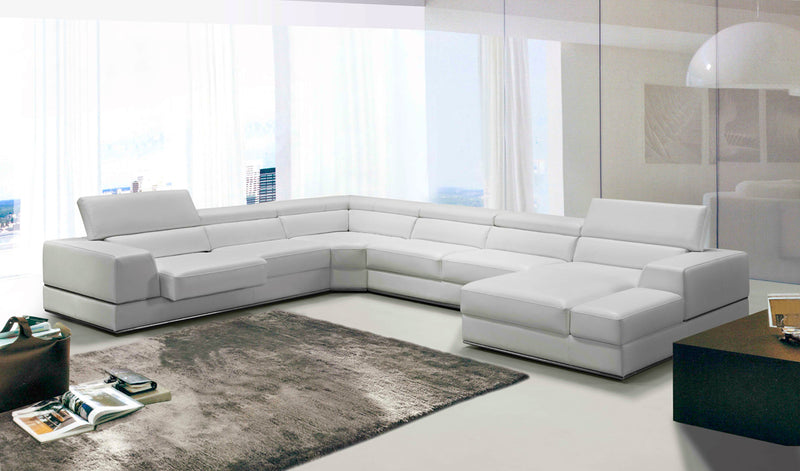 36' White Bonded Leather Foam and Steel Sectional Sofa By Homeroots | Sectional | Modishstore