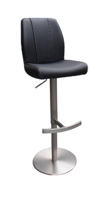 45' Black Leatherette And Steel Bar Stool By Homeroots - 282879 | Bar Stools | Modishstore