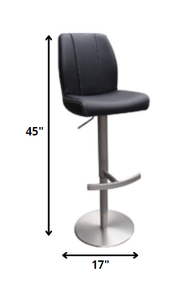 45' Black Leatherette And Steel Bar Stool By Homeroots - 282879 | Bar Stools | Modishstore - 2