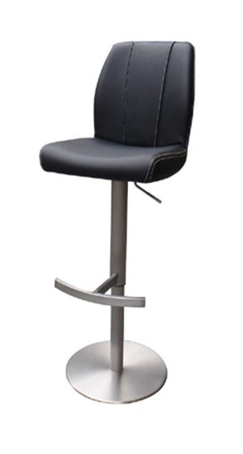 45' Black Leatherette And Steel Bar Stool By Homeroots - 282879 | Bar Stools | Modishstore - 3