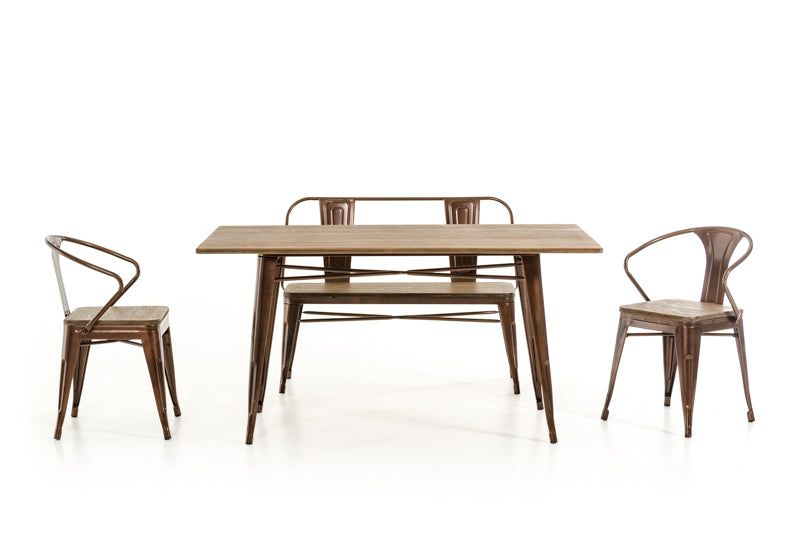 30' Steel And Wood Dining Table By Homeroots | Dining Tables | Modishstore - 2