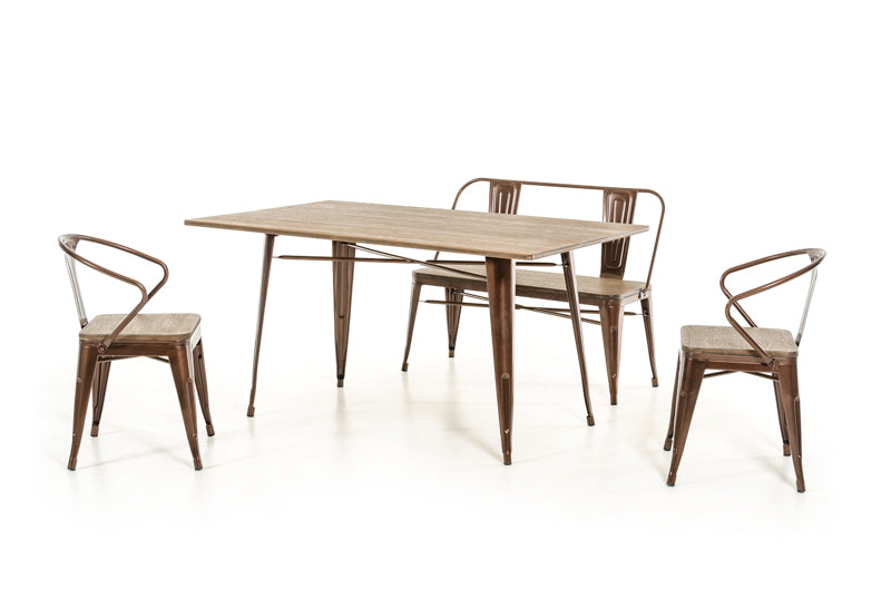 30' Steel And Wood Dining Table By Homeroots | Dining Tables | Modishstore - 3