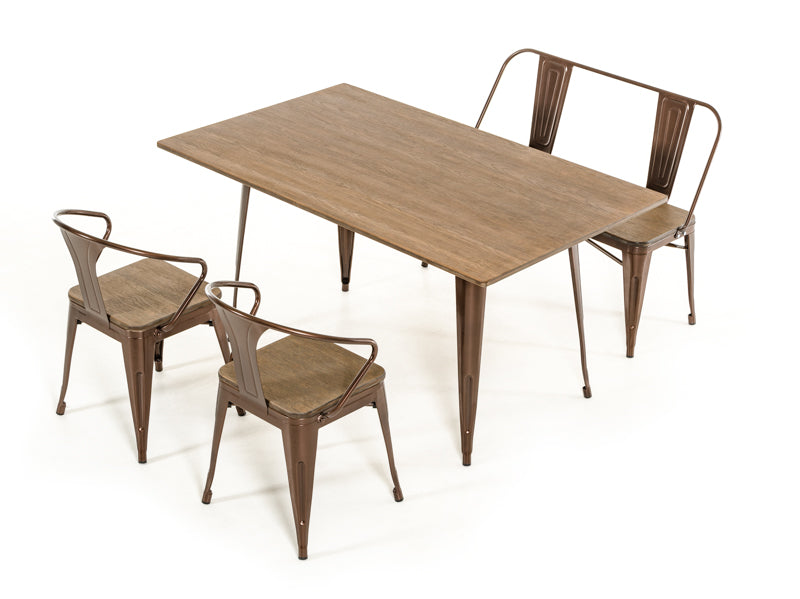 30' Steel And Wood Dining Table By Homeroots | Dining Tables | Modishstore - 4