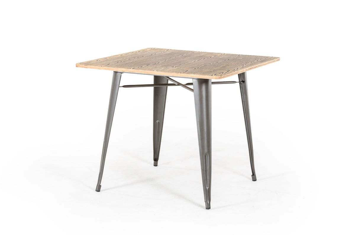 30' Grey Steel And Wood Square Dining Table By Homeroots | Dining Tables | Modishstore
