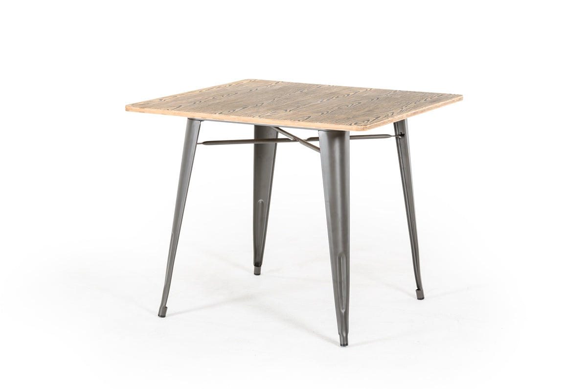 30' Grey Steel And Wood Square Dining Table By Homeroots | Dining Tables | Modishstore - 2