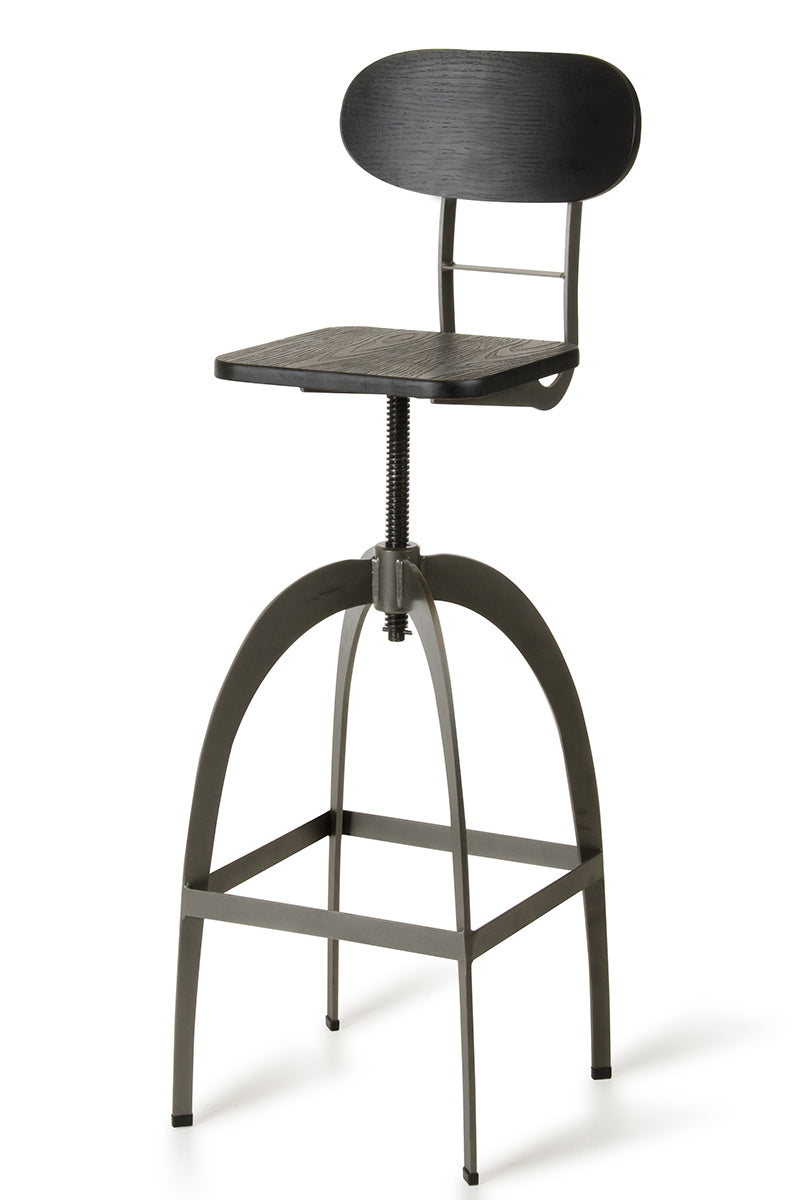 38' Black And Gun Metal And Wood Bar Stool By Homeroots | Bar Stools | Modishstore