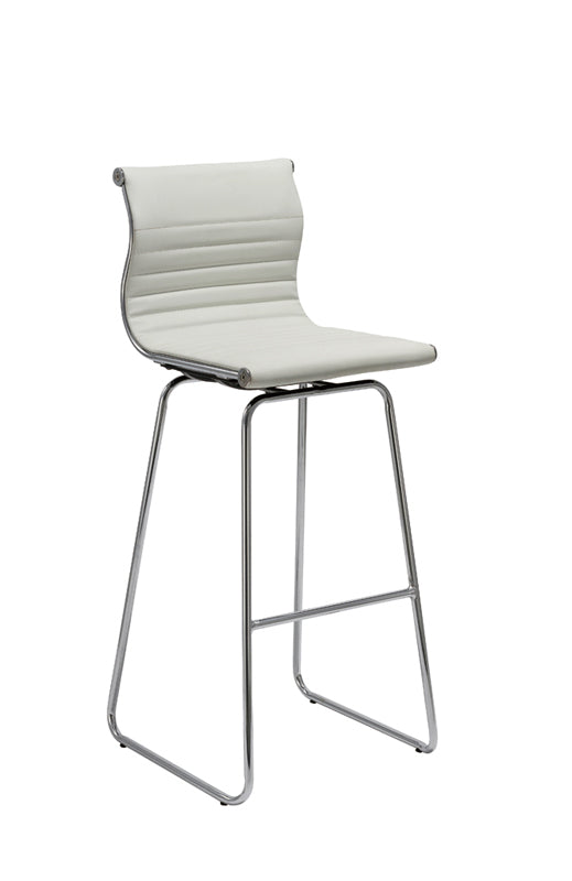 Two 41' White Leatherette And Steel Bar Stools By Homeroots | Bar Stools | Modishstore