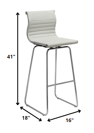 Two 41' White Leatherette And Steel Bar Stools By Homeroots | Bar Stools | Modishstore - 2