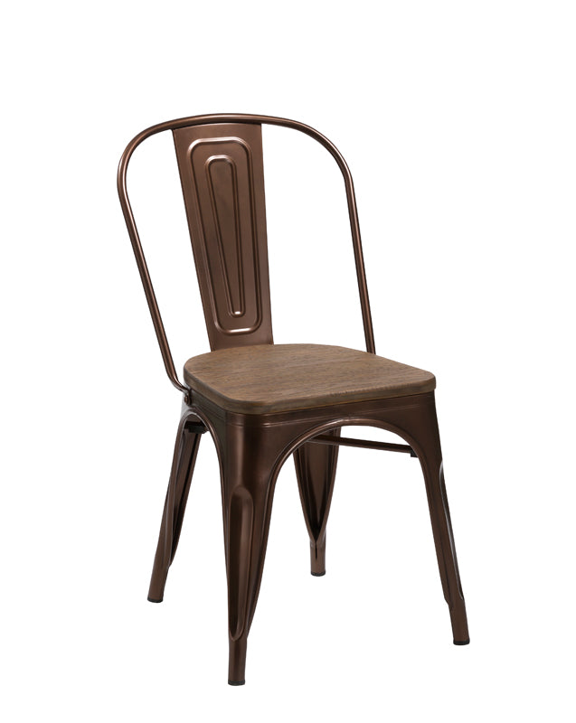 Four 33' Metal And Wood Dining Chairs By Homeroots | Dining Chairs | Modishstore