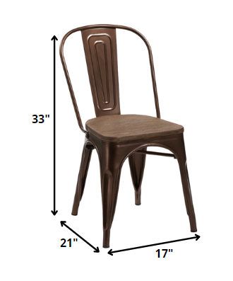 Four 33' Metal And Wood Dining Chairs By Homeroots | Dining Chairs | Modishstore - 2