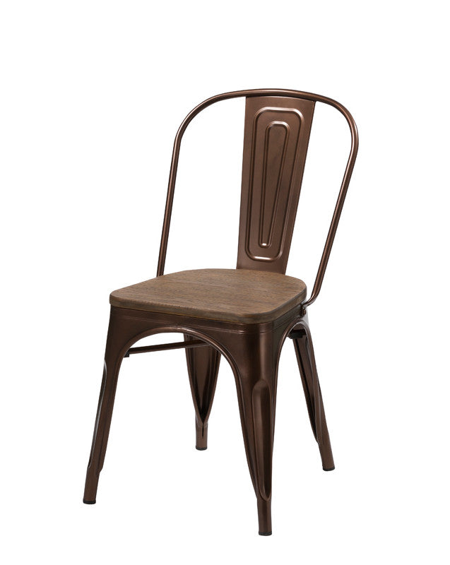 Four 33' Metal And Wood Dining Chairs By Homeroots | Dining Chairs | Modishstore - 3