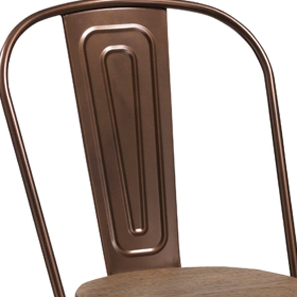 Four 33' Metal And Wood Dining Chairs By Homeroots | Dining Chairs | Modishstore - 4