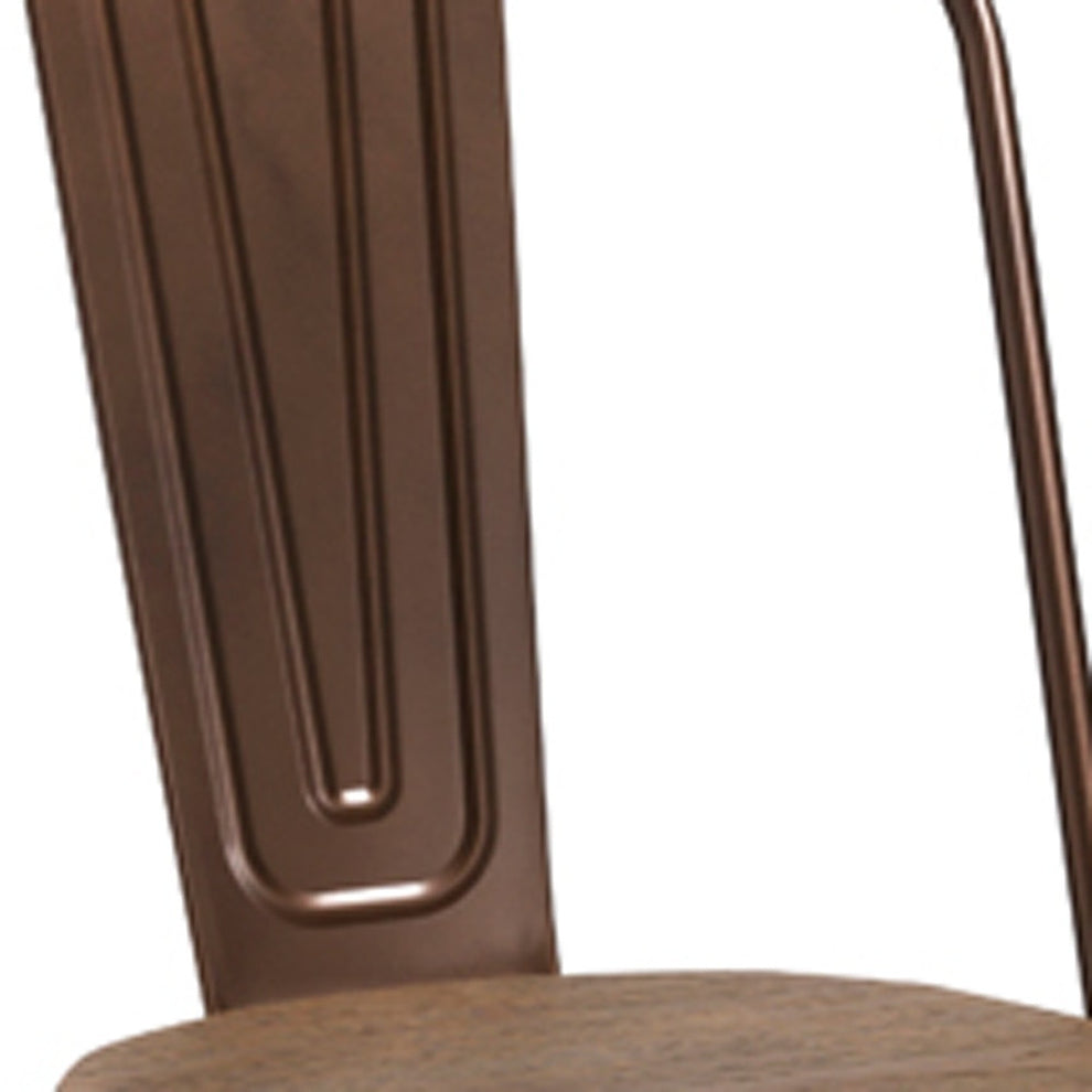 Four 33' Metal And Wood Dining Chairs By Homeroots | Dining Chairs | Modishstore - 5