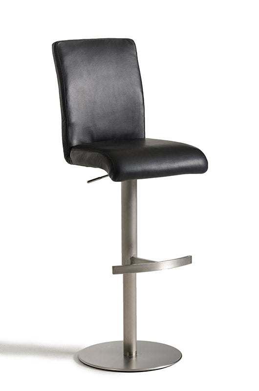 38' Black Eco Leather And Steel Bar Stool By Homeroots | Bar Stools | Modishstore
