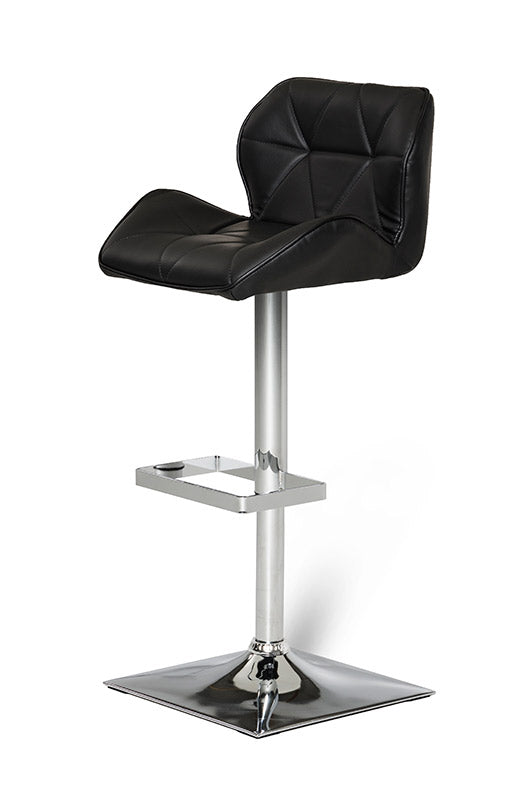 42' Black Eco Leather And Steel Bar Stool By Homeroots | Bar Stools | Modishstore - 2