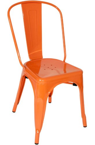 Four 33' Orange Steel Side Chairs By Homeroots | Dining Chairs | Modishstore