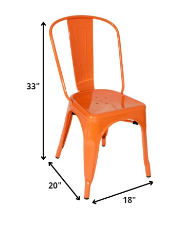 Four 33' Orange Steel Side Chairs By Homeroots | Dining Chairs | Modishstore - 2