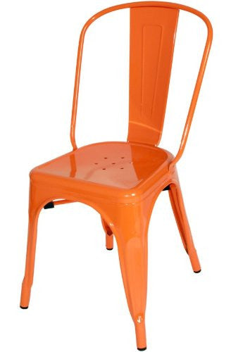 Four 33' Orange Steel Side Chairs By Homeroots | Dining Chairs | Modishstore - 3