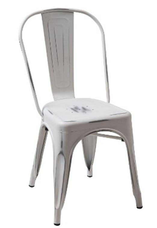 Four 33' Vintage White Metal Side Chairs By Homeroots | Dining Chairs | Modishstore