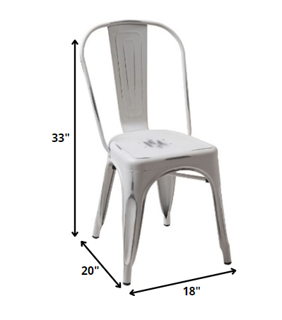 Four 33' Vintage White Metal Side Chairs By Homeroots | Dining Chairs | Modishstore - 2