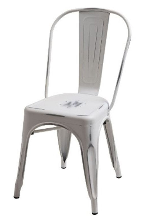 Four 33' Vintage White Metal Side Chairs By Homeroots | Dining Chairs | Modishstore - 3