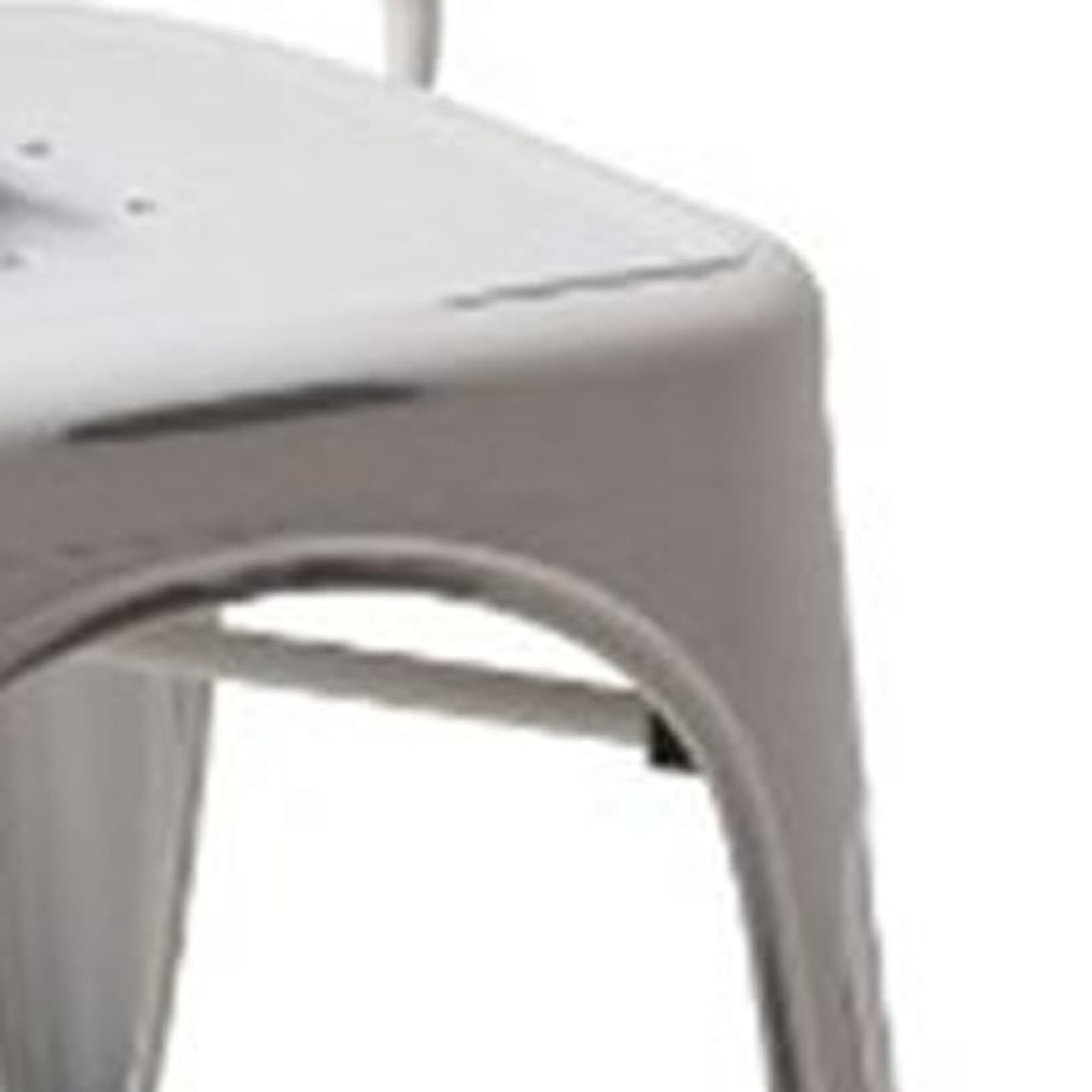 Four 33' Vintage White Metal Side Chairs By Homeroots | Dining Chairs | Modishstore - 4