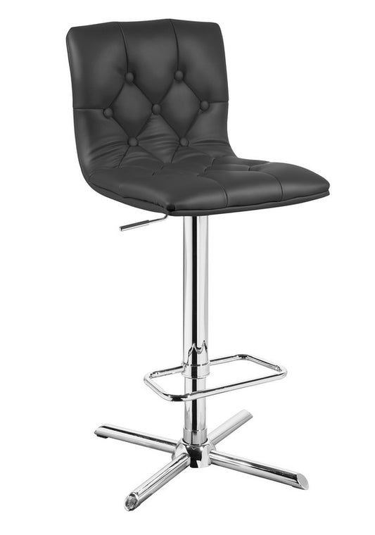 35' Black Leatherette And Steel Bar Stool By Homeroots | Bar Stools | Modishstore
