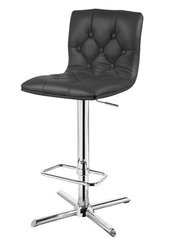 35' Black Leatherette And Steel Bar Stool By Homeroots | Bar Stools | Modishstore - 3