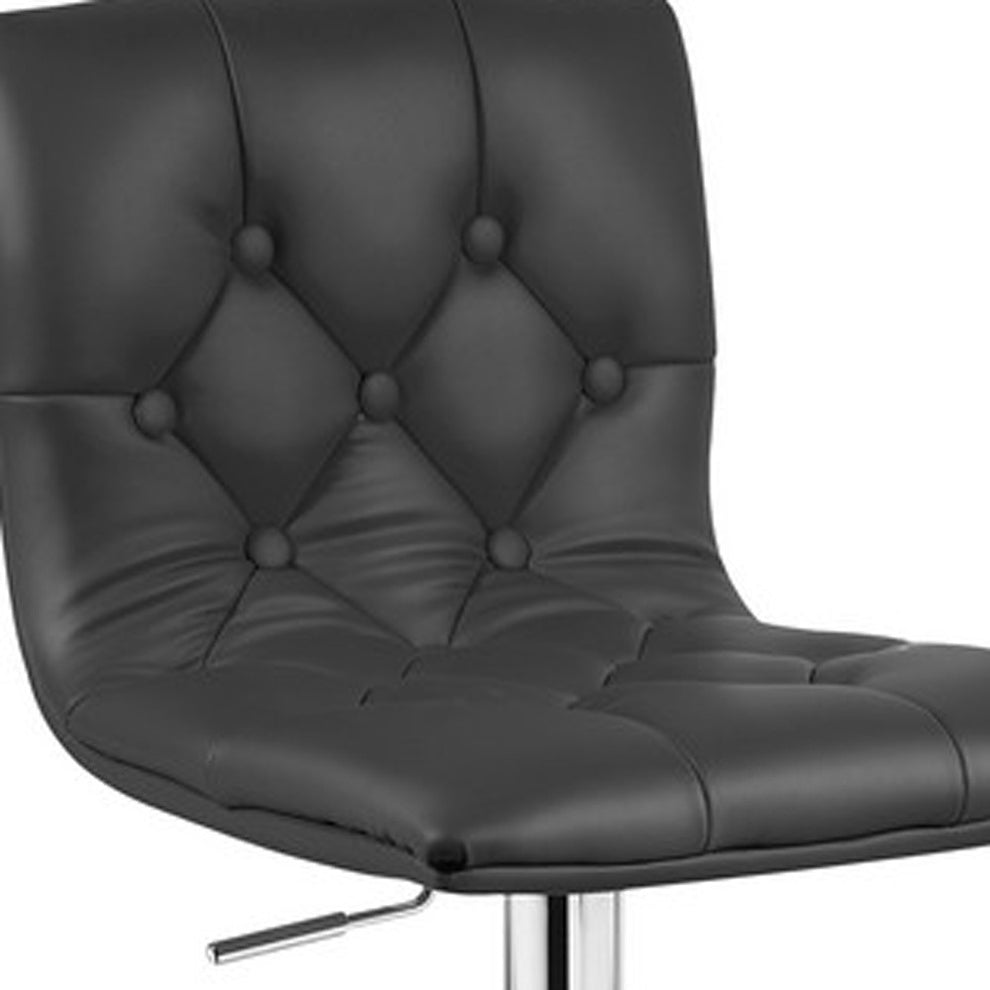 35' Black Leatherette And Steel Bar Stool By Homeroots | Bar Stools | Modishstore - 5