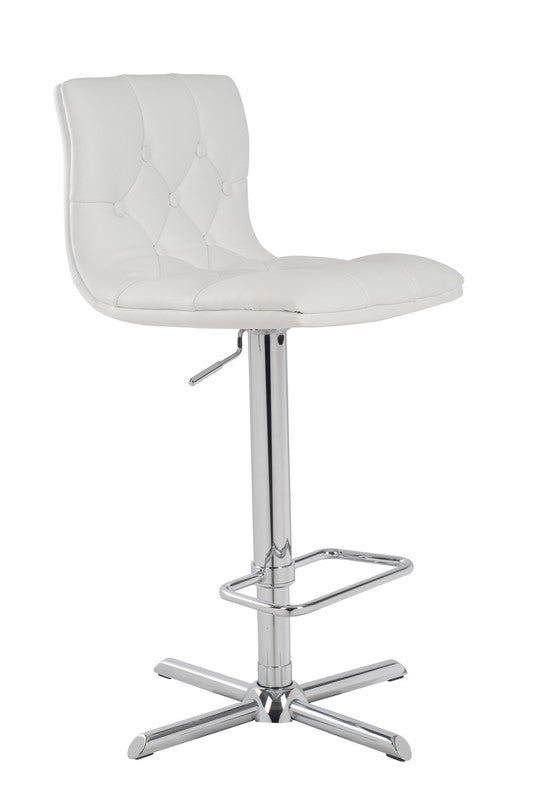 35' White Leatherette And Steel Bar Stool By Homeroots | Bar Stools | Modishstore