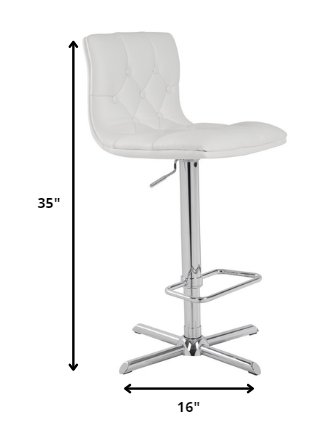 35' White Leatherette And Steel Bar Stool By Homeroots | Bar Stools | Modishstore - 2