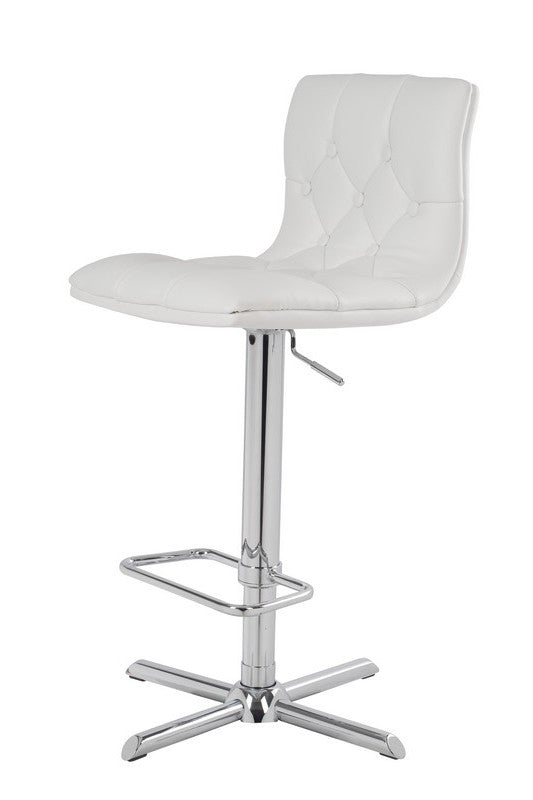 35' White Leatherette And Steel Bar Stool By Homeroots | Bar Stools | Modishstore - 3