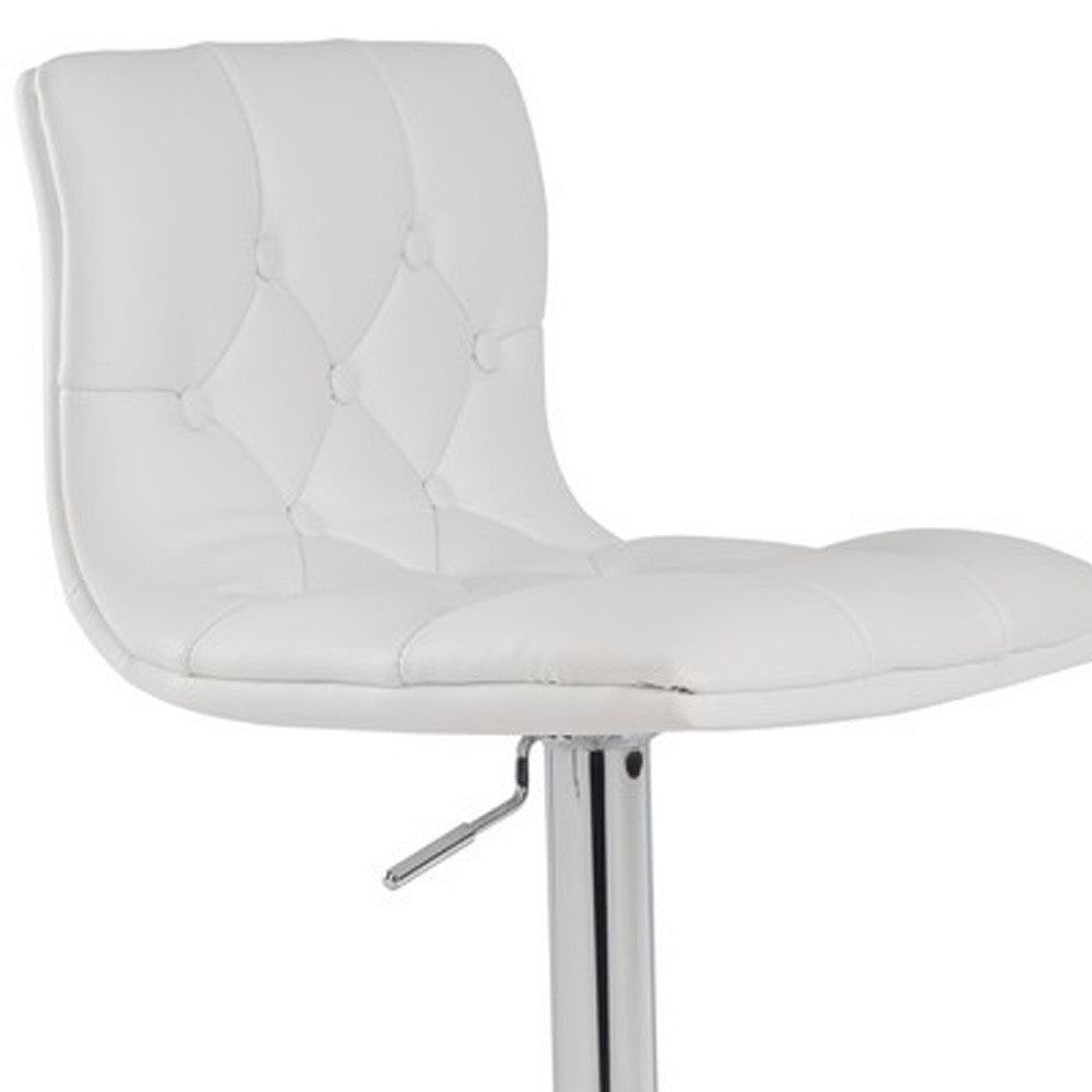 35' White Leatherette And Steel Bar Stool By Homeroots | Bar Stools | Modishstore - 4