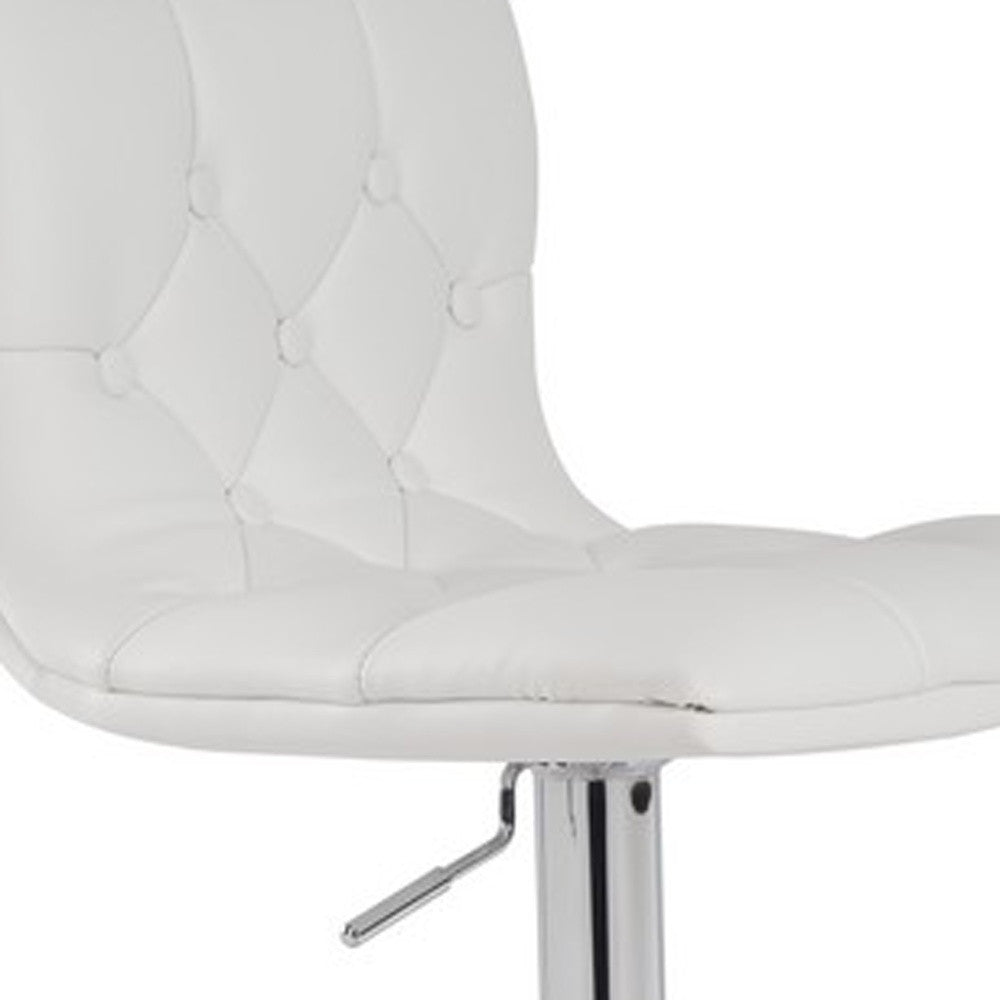 35' White Leatherette And Steel Bar Stool By Homeroots | Bar Stools | Modishstore - 5