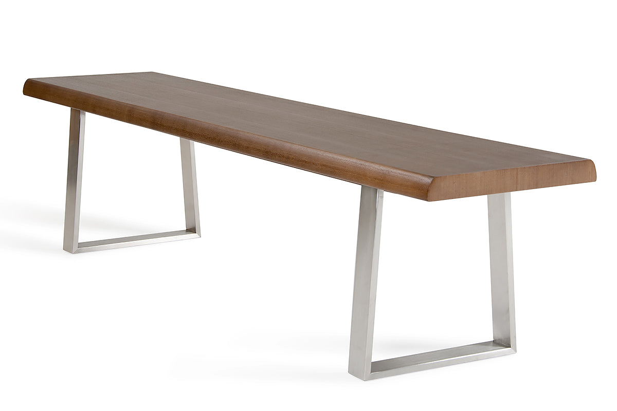 71' Modern Walnut Wood Finish Chrome Leg Bench By Homeroots | Benches | Modishstore - 3