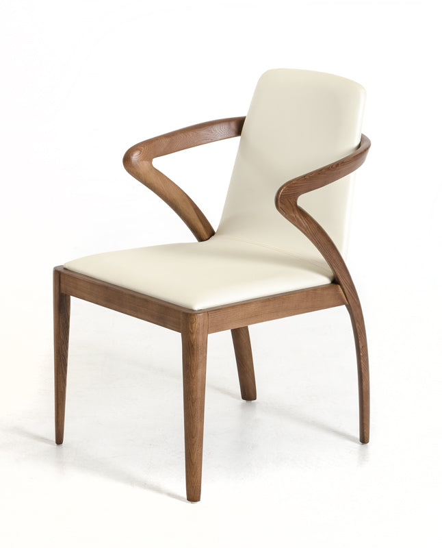 Mod Walnut Wood And Cream Faux Dining Chair By Homeroots | Dining Chairs | Modishstore