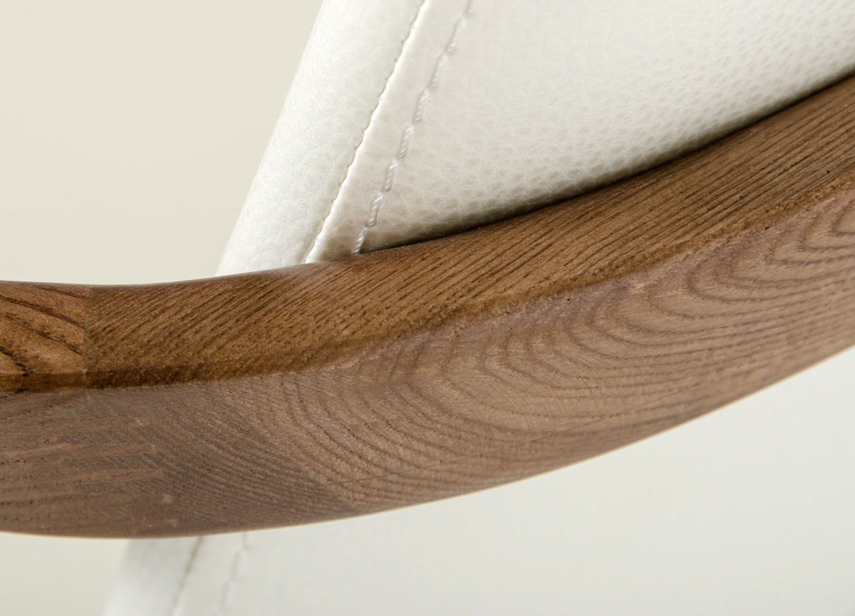 Mod Walnut Wood And Cream Faux Dining Chair By Homeroots | Dining Chairs | Modishstore - 4